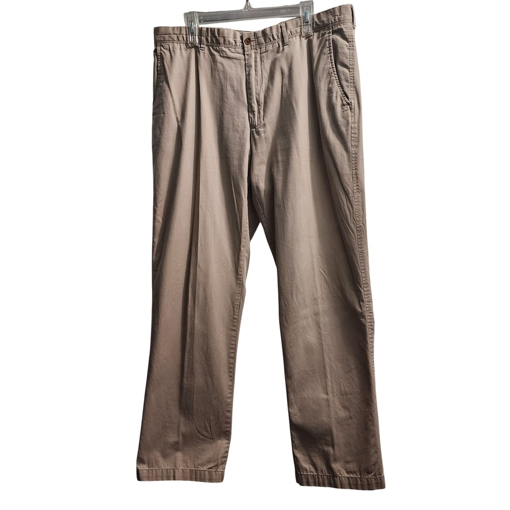 Cremieux Classics Mens Tan Chino Pants Straight Leg Khakis 38x32 Cotton Blend